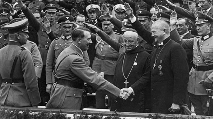 Adolf Hitler shaking hands with Catholic dignitaries in Germany in the 1930s