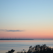 Wind turbines of Paldiski seen across the Lahepere Bay